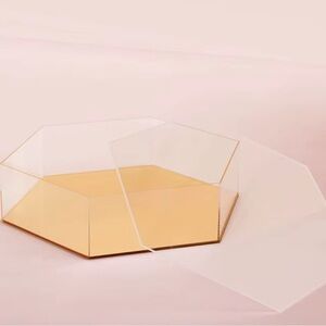 12.5” hexagon clear Fillable gold cake stand